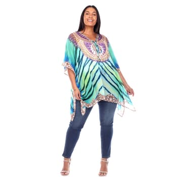 Plus Size White Mark Striped Short Caftan Tunic - Boscov's