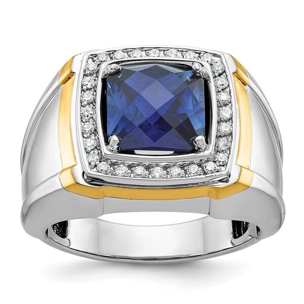 Mens Gentlemens Classics&#40;tm&#41; 14kt. Two-Tone Gold Sapphire Ring - image 