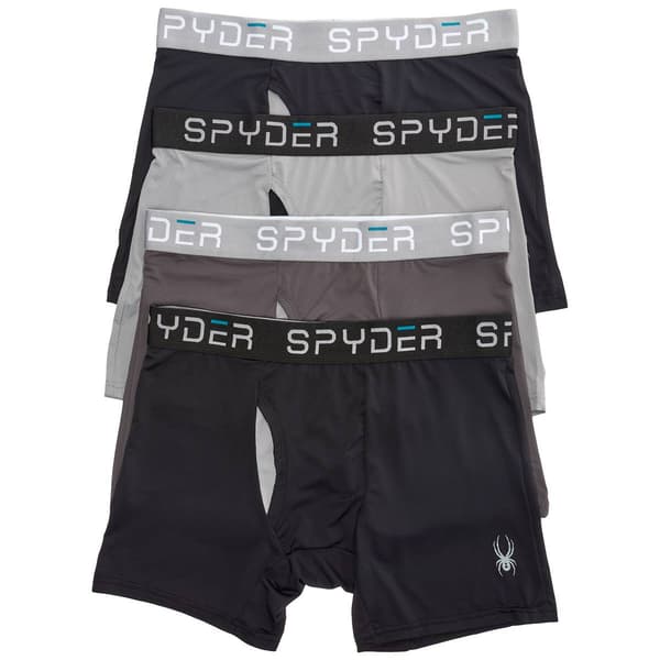 Mens Spyder Nylon Mesh Boxer Briefs - Black/Silver
