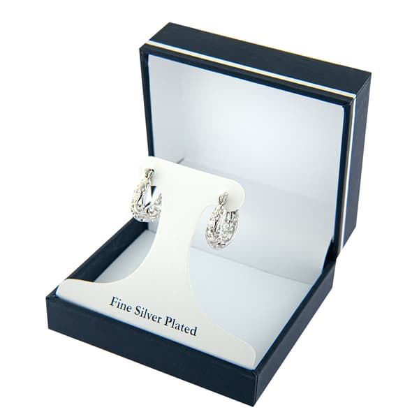 Fine Silver Plated 17mm Filigree Click Top Hoop Earrings