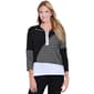Womens Multiples 3/4 Sleeve Zip Collar Stripe Wave Blouse - image 1