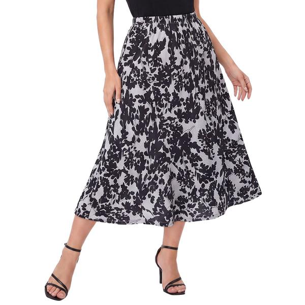 Petite NY Collection Pull On Printed Hacchi Skirt - Floral - image 