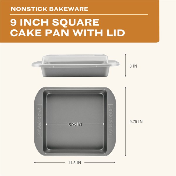 Farberware® Bakeware Nonstick Square Cake Pan with Lid