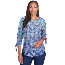 Plus Size Ruby Rd. Must Haves III Medallion Knit Scalloped Top