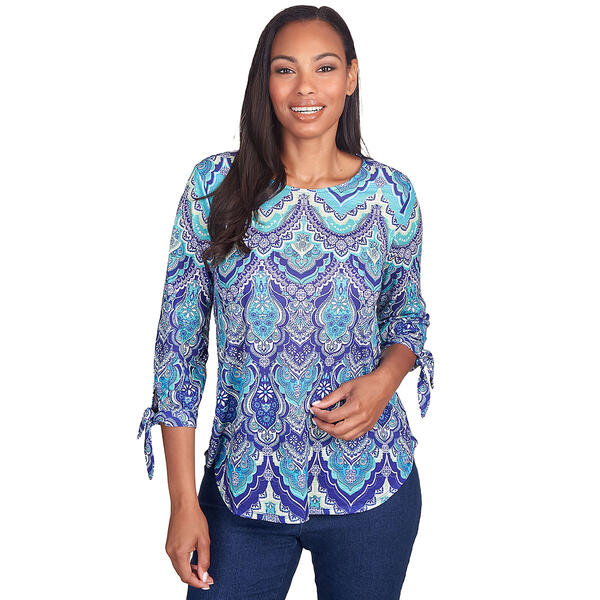 Plus Size Ruby Rd. Must Haves III Medallion Knit Scalloped Top - image 
