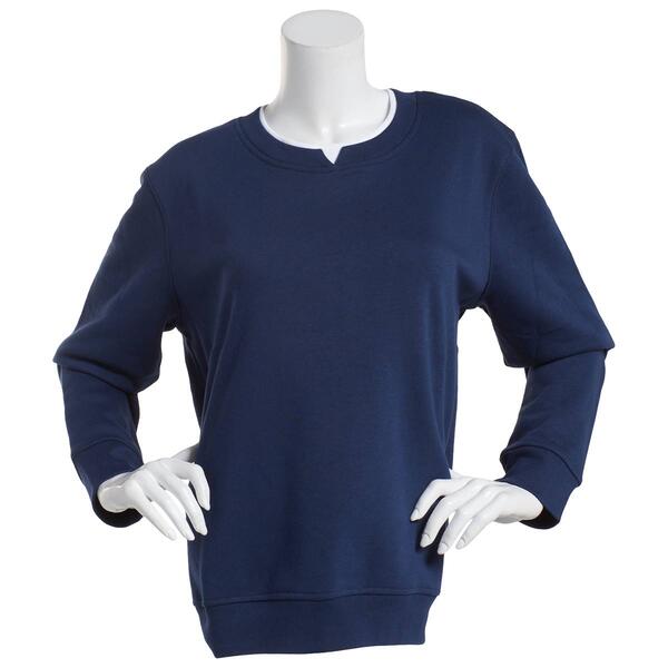 Womens Hasting & Smith Long Sleeve Basic Fleece Crew Neck Top - image 