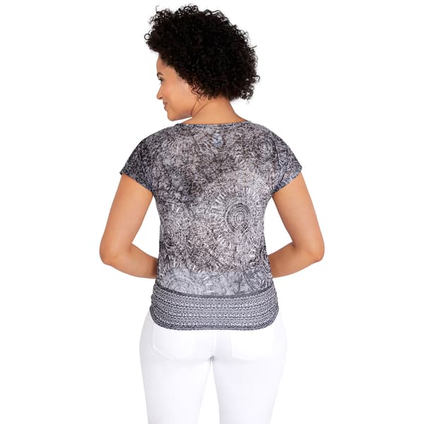 Petite Ruby Rd. Must Haves Medallion Cap Sleeve Tie Front Tee