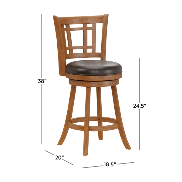 HH2 Home Fairfox Wood Counter Height Swivel Stool