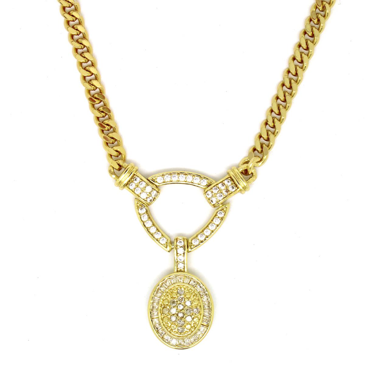Gianni Argento Gold Plated 1/10ctw. Diamond Oval Necklace