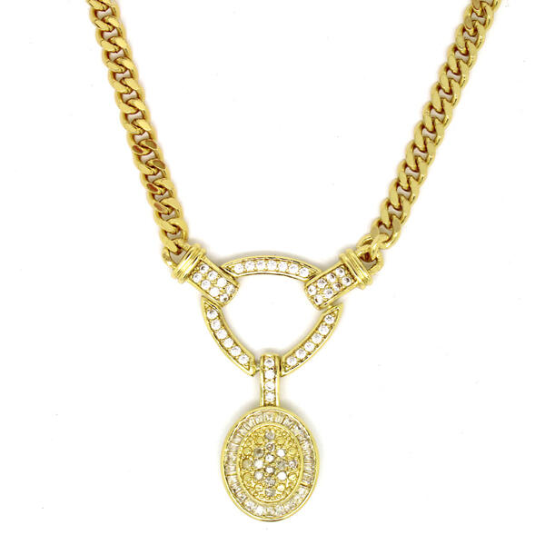 Gianni Argento Gold Plated 1/10ctw. Diamond Oval Necklace - image 