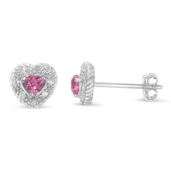 Gemstone Classics&#8482; Pink Sapphire & Diamond Heart Studs