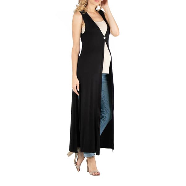 Womens 24/7 Comfort Apparel Maternity Duster Vest Cardigan