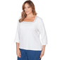 Plus Size Hearts of Palm Embraceable Blue Square Neck Blouse - image 3