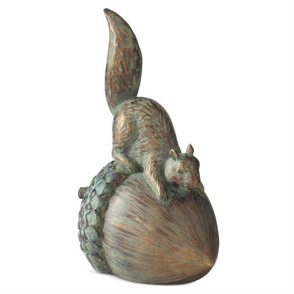 K&K Interiors Resin Patina Copper Squirrel on Acorn