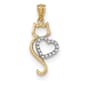 Gold Classics(tm) 14kt. Two-Tone Cat & Heart Pendant - image 1