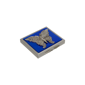 1928 Pewter-Tone Blue Enamel Butterfly Compact Mirror - image 1