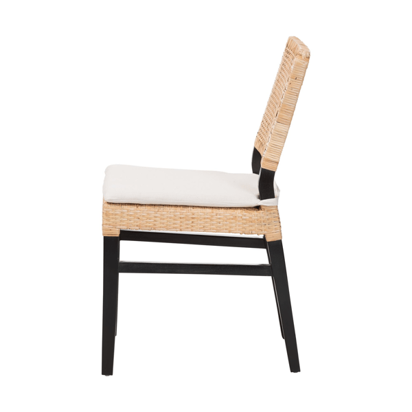 bali & pari Lesia Coastal Boho Rattan Dining Chair with Cushion