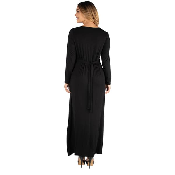 Plus Size 24/7 Comfort Apparel Maxi Dress With Waist Tie