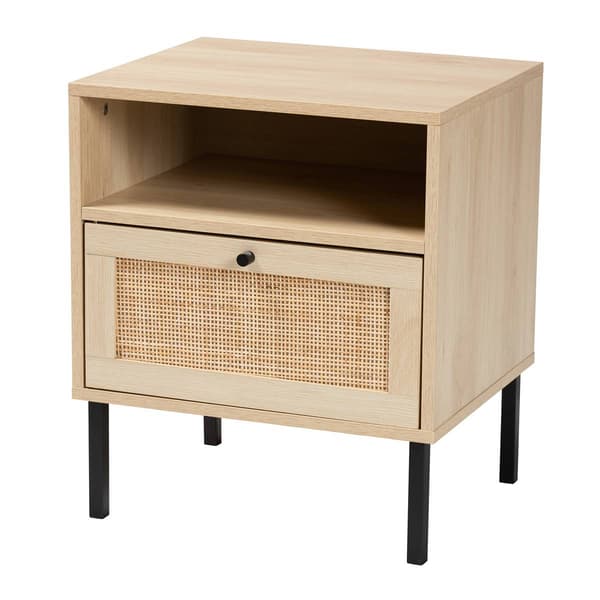 Baxton Studio Caterina Natural Brown Wood 1-Door Nightstand