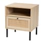 Baxton Studio Caterina Natural Brown Wood 1-Door Nightstand - image 1