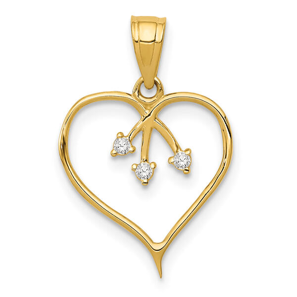 Gold Classics&#40;tm&#41; 14kt. Gold & Cubic Zirconia Heart Pendant - image 