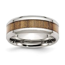 Mens Gentlemen's Classics(tm) Stainless Steel & Wooden Inlay Band