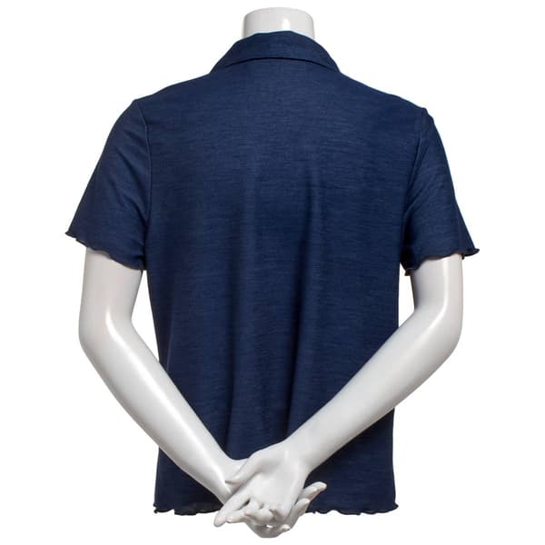 Womens Love Scarlett Short Sleeve Split Neck Ruffle Hem Blouse