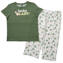 Womens Jaclyn Short Sleeve Lucky Lady Mom Capri Pajama Set