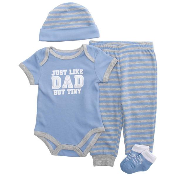 Baby Boy (NB-9M) Baby Essentials Like Dad 4pc. Bodysuit Pants Set - image 