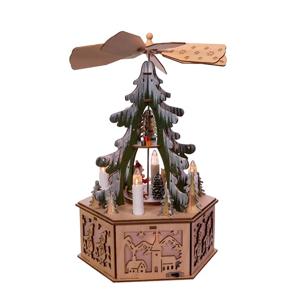 Kurt S. Adler 11in. Battery-Operated Wooden Tree Scene