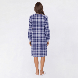 Petite Goodnight Kiss Long Sleeve Plaid Velour Henley Nightshirt