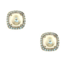 Sterling Silver Pearl & Cubic Zirconia Halo Stud Earrings