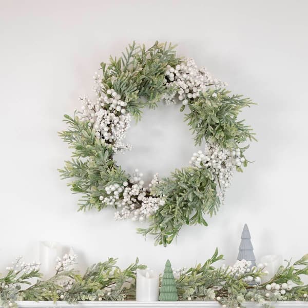 Northlight Seasonal 28in. Berry and Frosted Pine Christmas Wreath - image 
