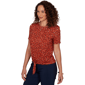 Petite Emaline Key Items Short Sleeve Abstract Tie Hem Blouse - image 3