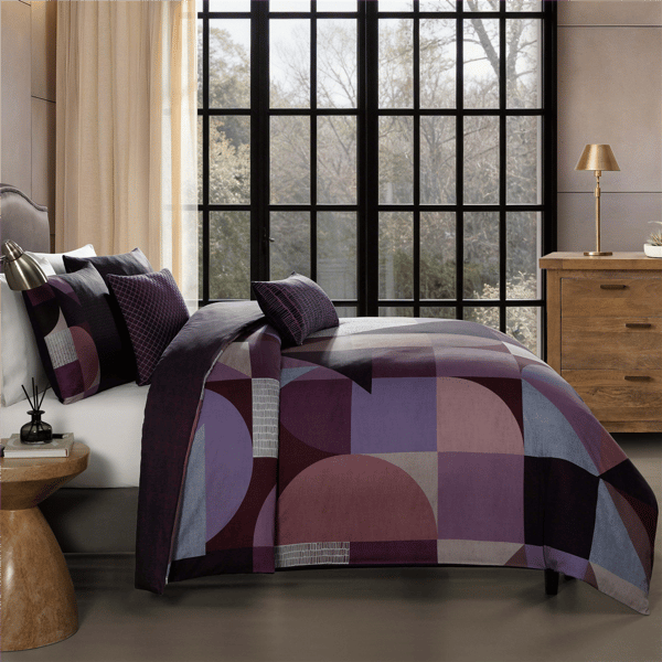 Bebejan Orchid Matrix 5pc. Reversible Comforter Set