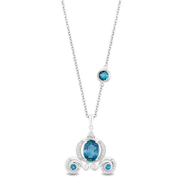 Enchanted by Disney Sterling Silver Blue Topaz Cinderella Pendant - image 