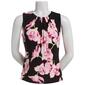 Petite Calvin Klein Sleeveless Pink Floral Pleated Neck Blouse - image 1