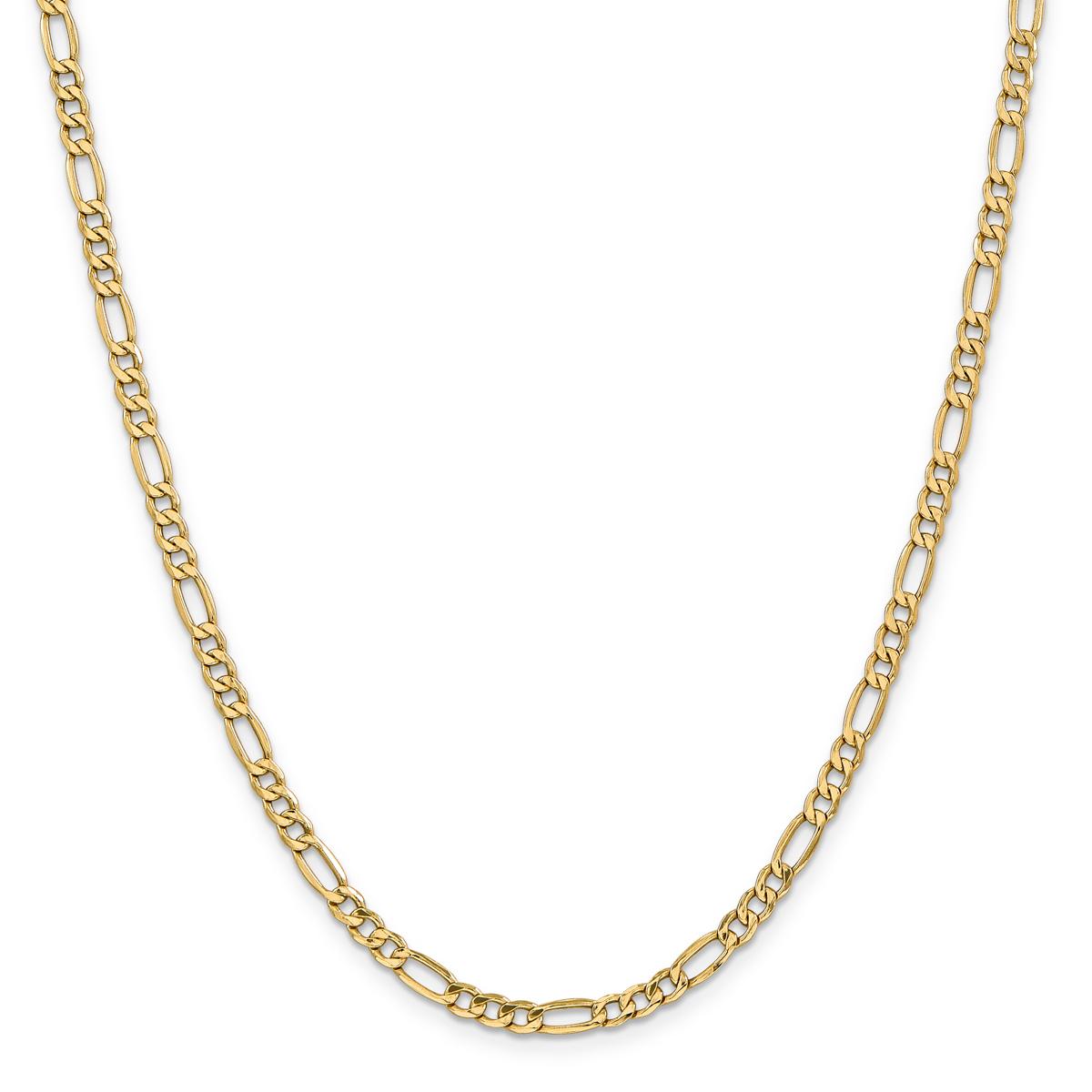Mens Gold Classics(tm) 4.40mm. 14k Semi Solid Figaro Chain Necklace