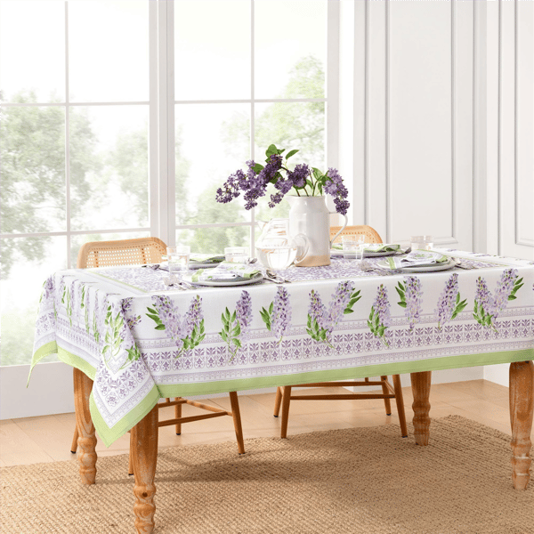 Threadmade Lilac Garden Floral Tablecloth