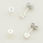 Sterling Cubic Zirconia Stud Earrings Duo Set - image 1