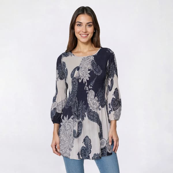 Petite Floral & Ivy Paisley Color Block Pleater Blouse - image 