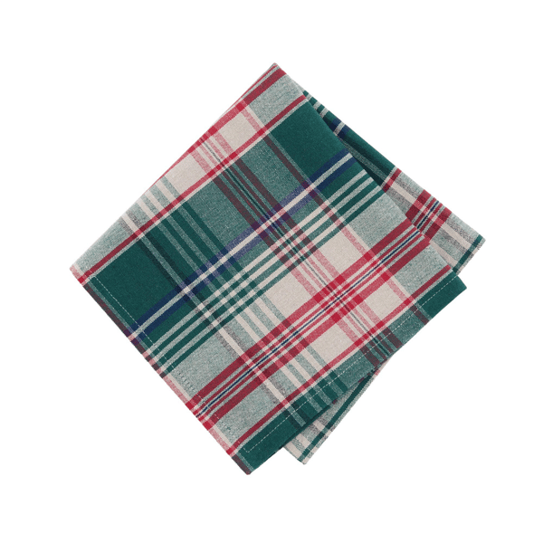 Threadmade Holiday Fireside Plaid Napkins - Set of 8