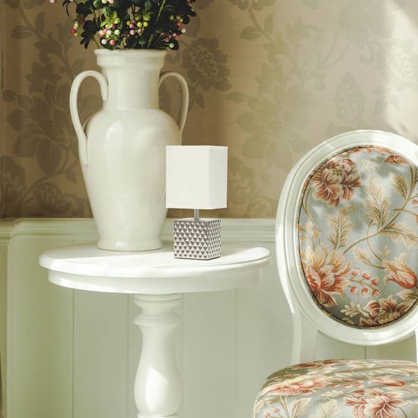 Simple Designs 11.8in. Contemporary Metallic Square Table Lamp