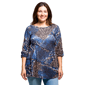 Plus Size 24/7 Comfort Apparel Blue Animal Print Tunic Top - image 1