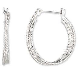 Nine West Silver-Tone 3 Row Twist Click-Top Hoop Earrings