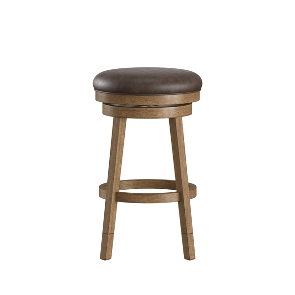 HH2 Home Raine Wood Backless Adjustable Height Swivel Stool