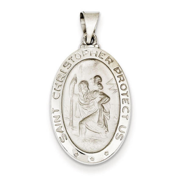 Unisex Gold Classics&#40;tm&#41; 14kt. White Gold St. Christopher Pendant - image 