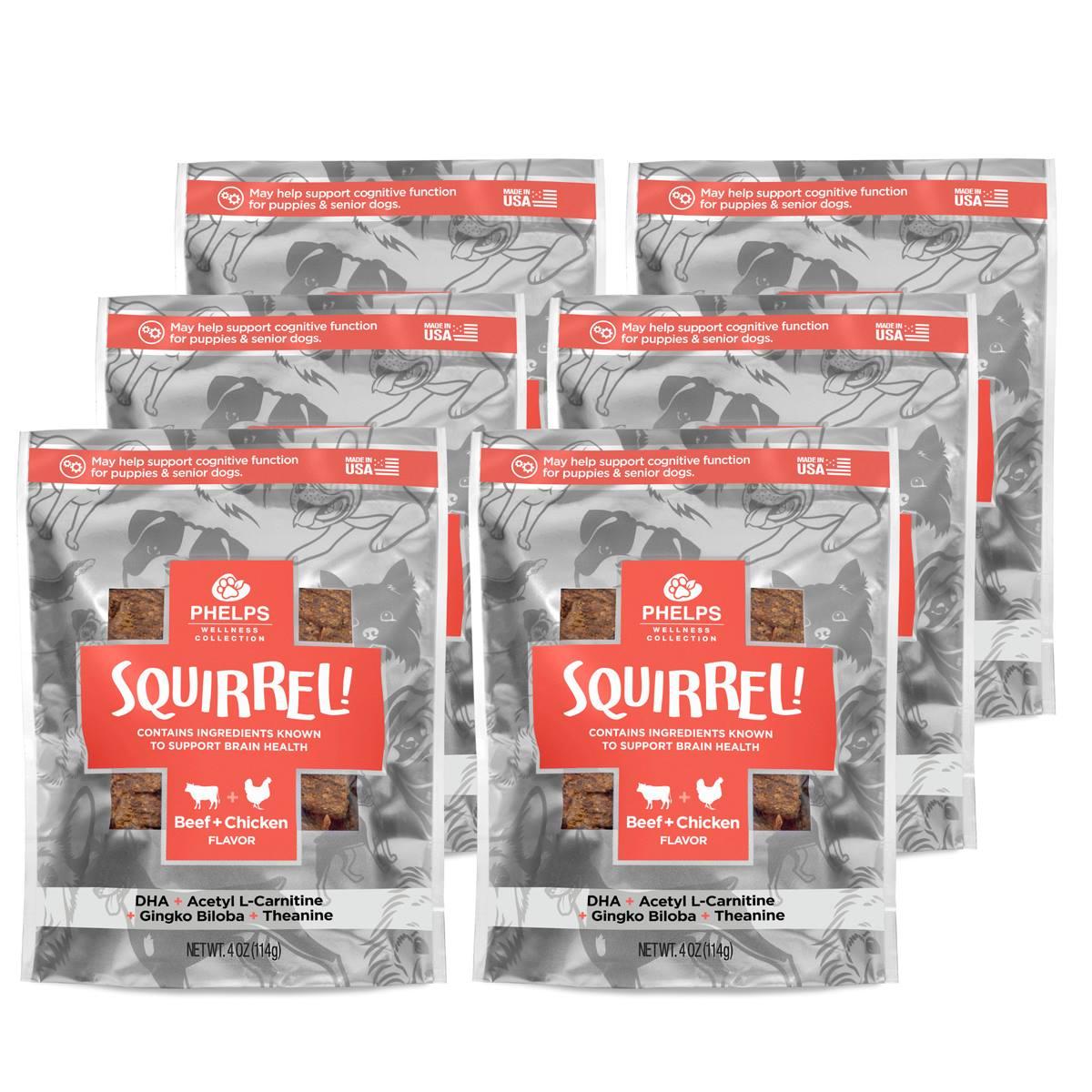 Phelps Wellness 6pk. Squirrel Attention Beef & Chicken Dog...