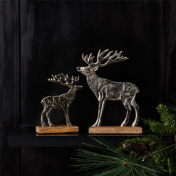 Melrose Metal Deer Silhouette with Wood Base - Set of 2