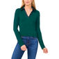 Womens Cece Long Sleeve V-Neck Satin Collar Solid Tee - image 1